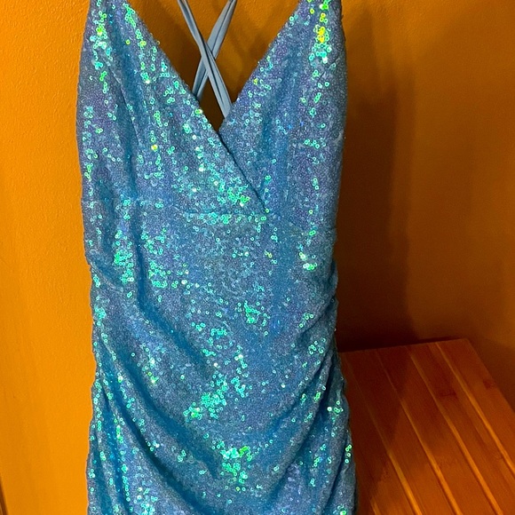 Sequin drawstring mini dress “Lovesome” - Picture 1 of 6